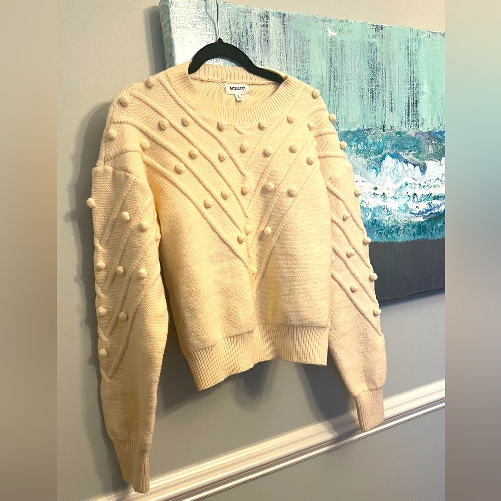 Cozy cream sweater, great design & super warm! & Merci brand, size small